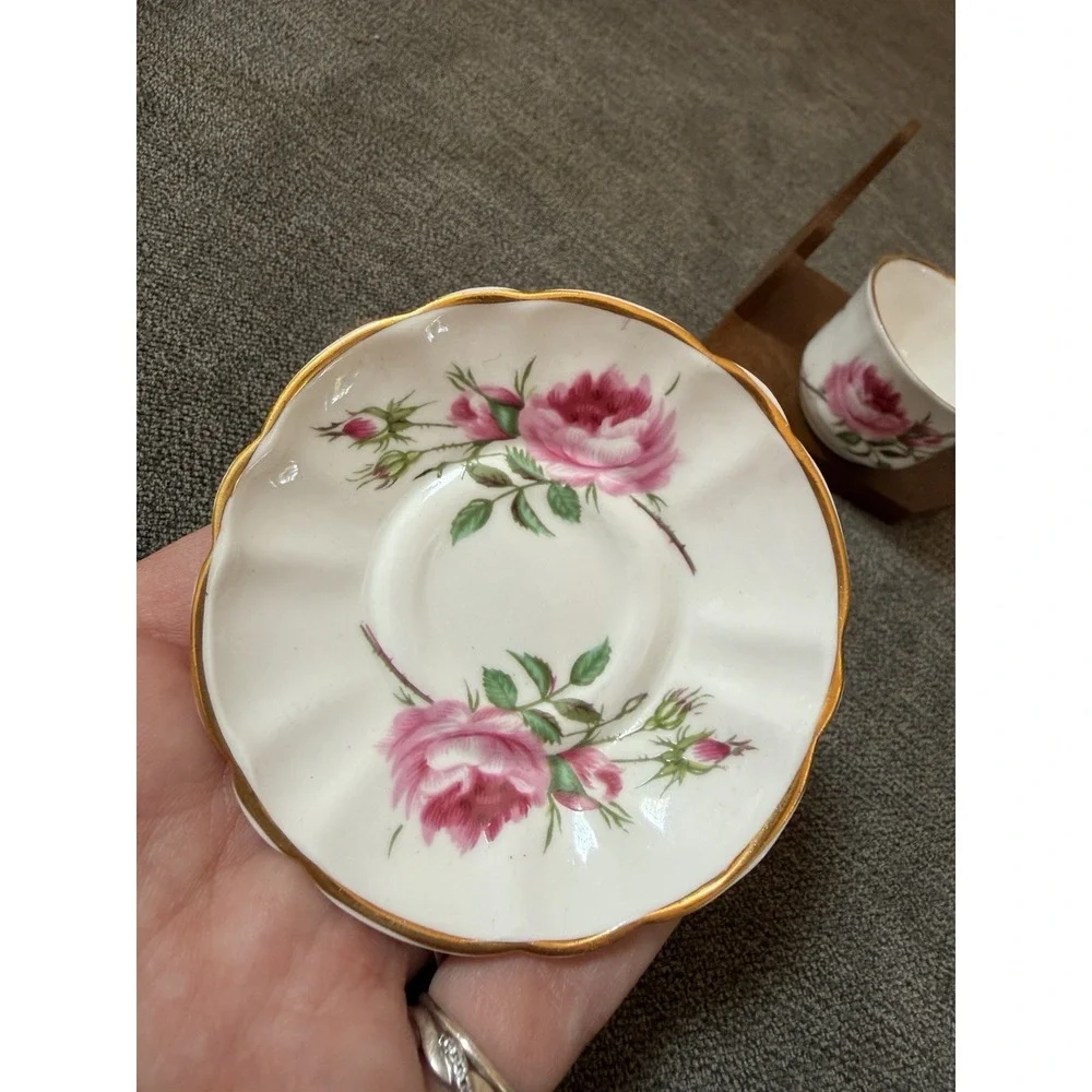 Bluebird Canada Fine Bone China Miniature Demitasse Cup & Saucer Roses Flowers